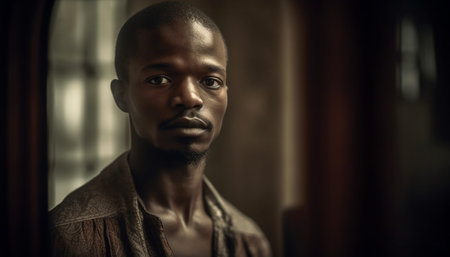 Confident young men exude elegance in casual fashion portrait generated by artificial intelligenceの素材