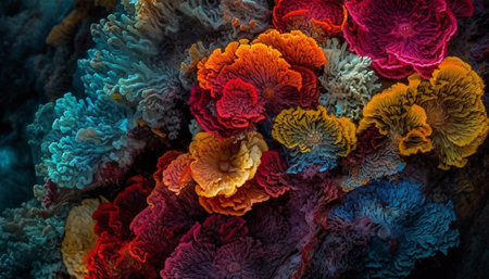 Underwater reef showcases nature fish and animal science in coral generated by artificial intelligenceの素材