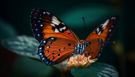 Vibrant butterfly in nature, flying with elegance and beauty generated by artificial intelligenceの素材