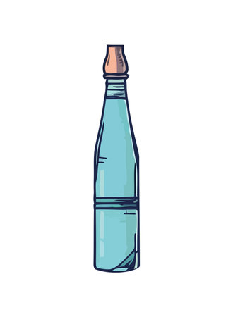 Refreshing blue soda in a plastic bottleのイラスト素材