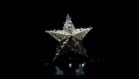 Glittering gemstone reflects vibrant star shape on dark background generated by artificial intelligenceの素材
