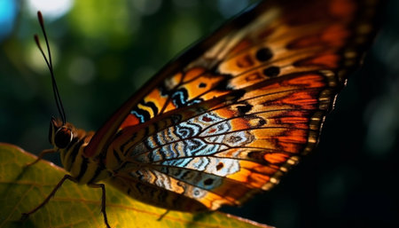 Vibrant butterfly wing showcases elegance and beauty in nature fragility generated by artificial intelligenceの素材