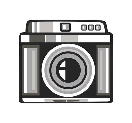 camera symbol zooms in on imageのイラスト素材