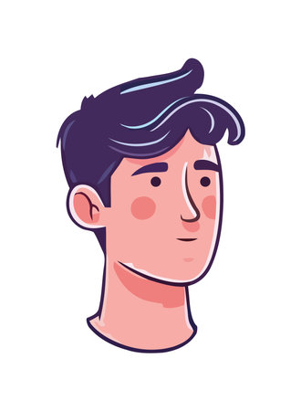 Smiling cartoon boy in cheerful illustrationのイラスト素材