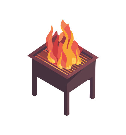 grilled on fiery barbecue infernoのイラスト素材