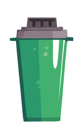 Recycling symbol on green garbage bin iconのイラスト素材