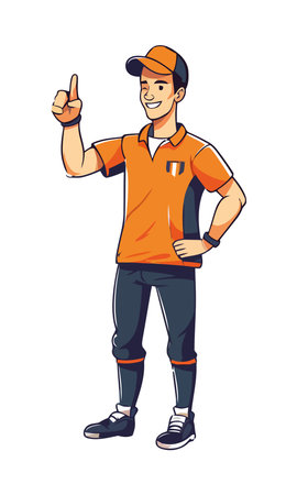 One person smiling, pointing, showing successのイラスト素材