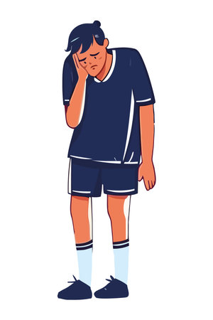 young man with sad expressionのイラスト素材