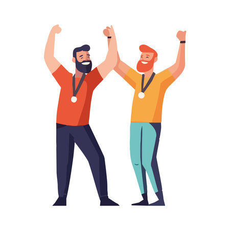 Teamwork lead to championship triumphのイラスト素材