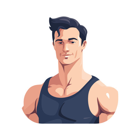Muscular man exercising strengthのイラスト素材