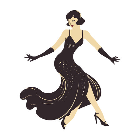 A smiling dancer in a black skirtのイラスト素材