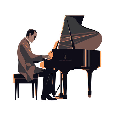 One pianist playing a classical melodyのイラスト素材