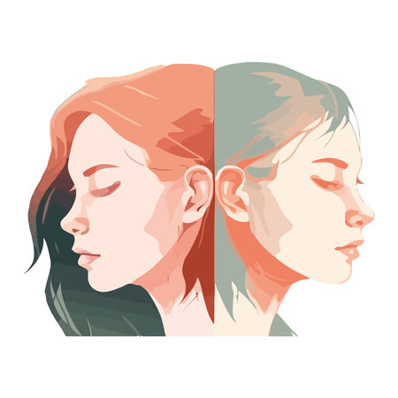 Beautiful women with different hairstyles and smilesのイラスト素材