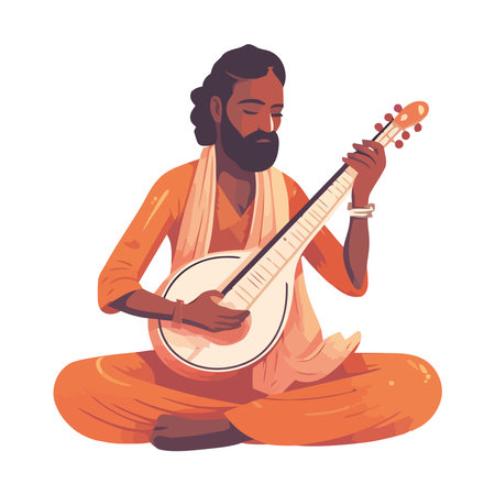 Guitarist playing acoustic guitarのイラスト素材
