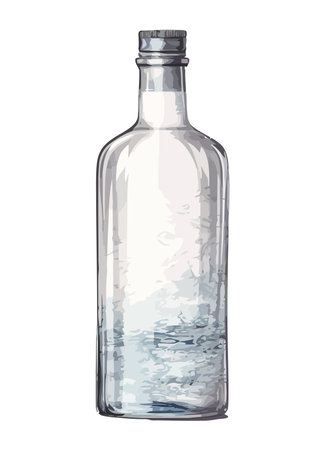 Transparent glass bottle fresh purified waterのイラスト素材