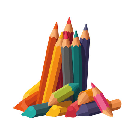 Vibrant colors of pencils create artistic backdropのイラスト素材