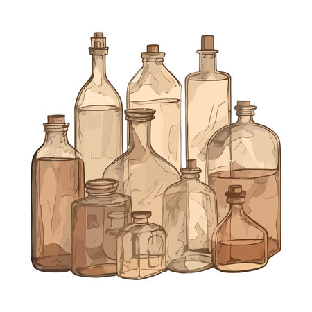 Medicine bottle, science illustration, liquid designのイラスト素材