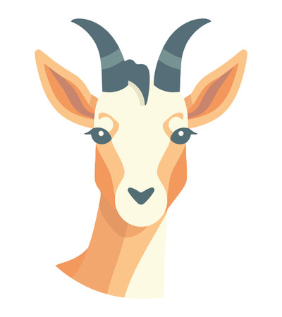 Cute cartoon goat with horned ears isolatedのイラスト素材