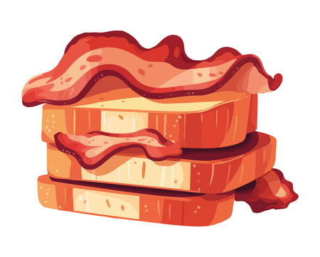 Gourmet bacon with breadのイラスト素材