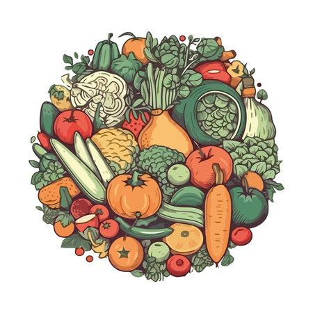 Fresh vegetables for healthy eating and cookingのイラスト素材