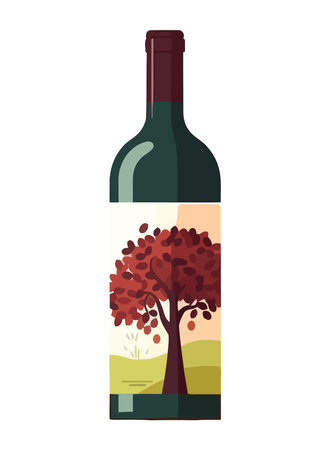 Organic grape wine bottle label designのイラスト素材