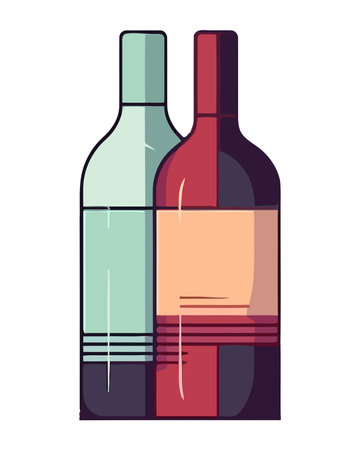 Drink in celebration, wine bottle symbolizes romanceのイラスト素材