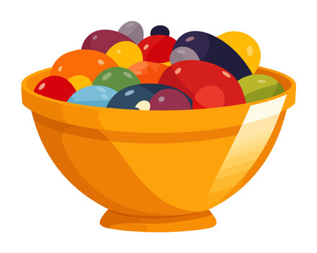 Fresh organic food in multi colored bowlのイラスト素材