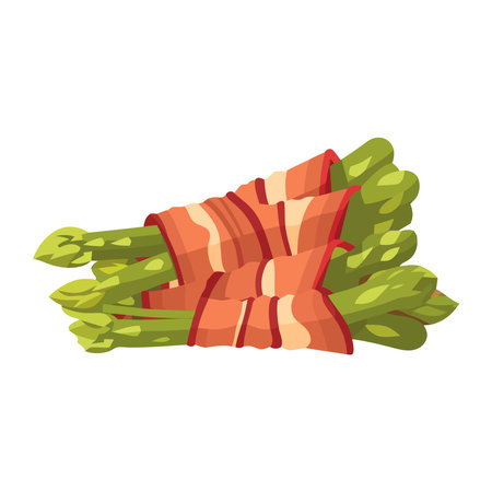Fresh asparagus with bacon slicesのイラスト素材