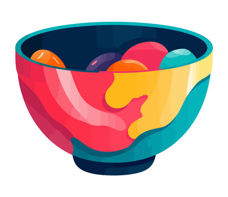 Fun meal with colored crockeryのイラスト素材