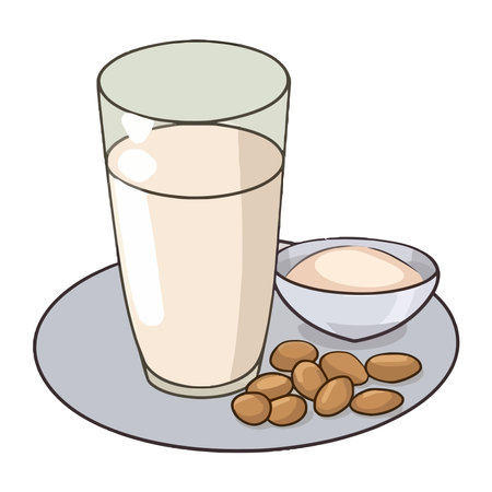 Fresh fruit and milk in a glassのイラスト素材