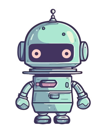 Futuristic robot sketches cute blue androidのイラスト素材