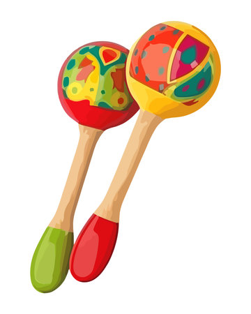 Multi colored maracas, fun and celebrationのイラスト素材