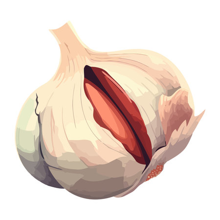 Fresh garlic vegetable, ripe and ready for cookingのイラスト素材