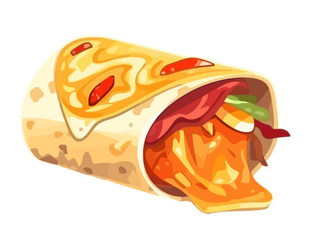 Freshly cooked gourmet burrito foodのイラスト素材