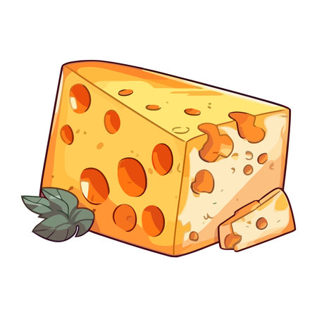 Fresh cheese slice, perfect for gourmet appetizersのイラスト素材