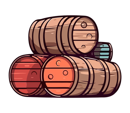 Winery equipment in barrel container, wine celebrationのイラスト素材