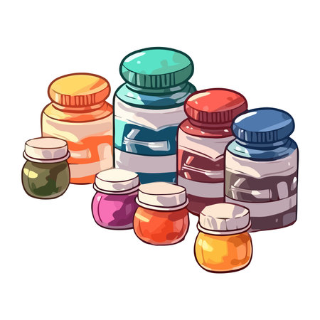 glass jars for paint isolatedのイラスト素材