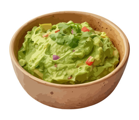 Fresh organic guacamole in a bowlのイラスト素材