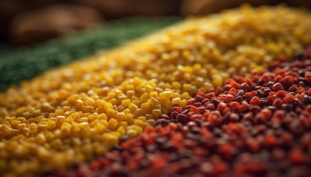 Abundant organic crop, colorful and healthy, ready for harvesting generated by artificial intelligenceの素材