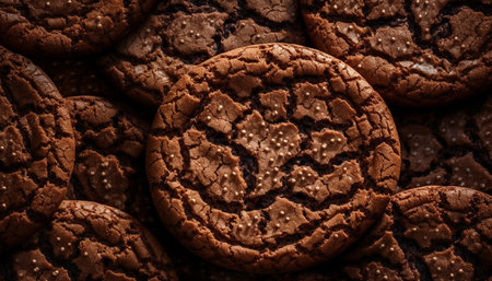 Stack of homemade chocolate chip cookies, a sweet indulgence temptation generated by artificial intelligenceの素材