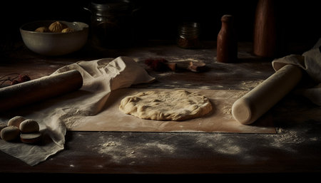 Homemade rustic cookies baked with fresh flour and sweet ingredients generated by artificial intelligenceの素材