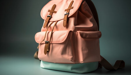 Adventure awaits with leather backpack for summer hiking exploration generated by artificial intelligenceの素材