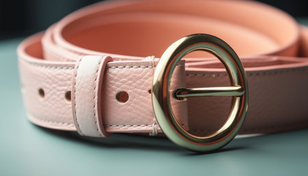 Metallic buckle adds elegance to fashionable leather waistband on pants generated by artificial intelligenceの素材