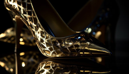 Shiny patent leather stiletto, a symbol of luxury and elegance generated by artificial intelligenceの素材