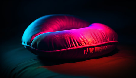 Soft blue pillow on wet bed, reflecting nature beauty indoors generated by artificial intelligenceの素材