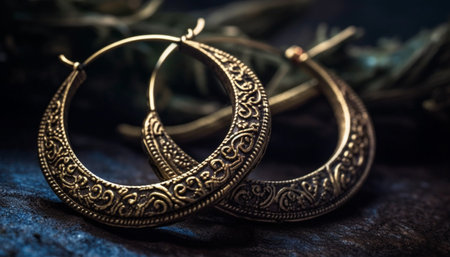 Shiny gold bracelet, a souvenir of antique elegance and luxury generated by artificial intelligenceの素材