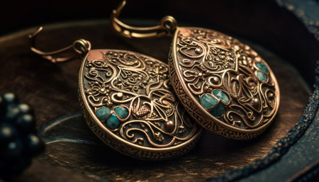 Ornate antique jewelry collection, a luxurious gift of elegance generated by artificial intelligenceの素材