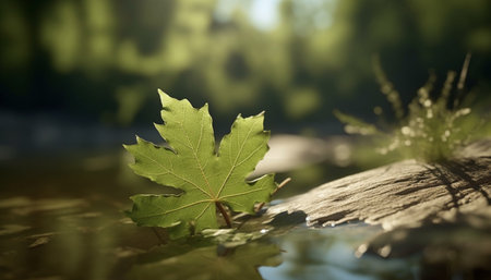 Tranquil autumn forest reflects vibrant colors of nature beauty generated by artificial intelligenceの素材