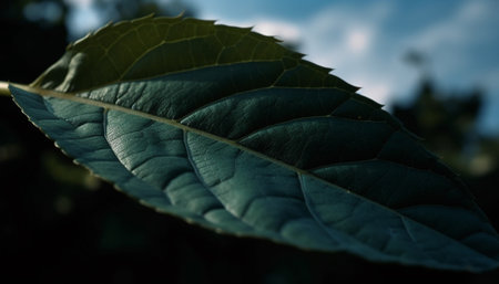 Vibrant green leaf pattern in nature abstract beauty outdoors generated by artificial intelligenceの素材