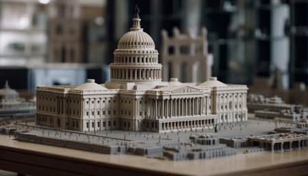 Capital famous monuments illuminate city skyline with neoclassical architecture generated by artificial intelligenceの素材